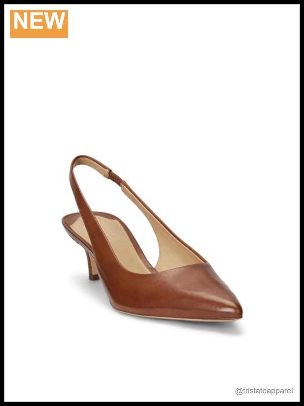 Metallic Leather Slingback Pump Pointed Toe Padded Insole